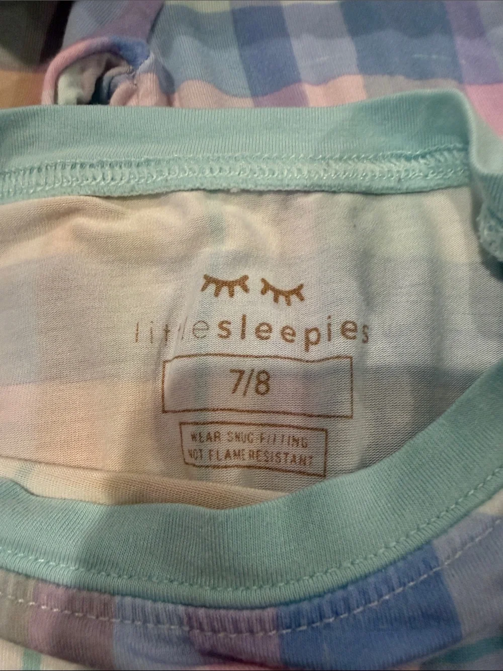 Little Sleepies Kids Plaid Pastel Pajama Set - 7/8.